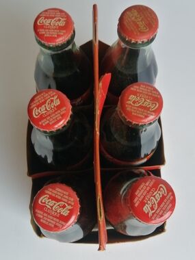 Coca Cola Classic Glass Bottles - Red Cap 6-Pack 1999 limited edition